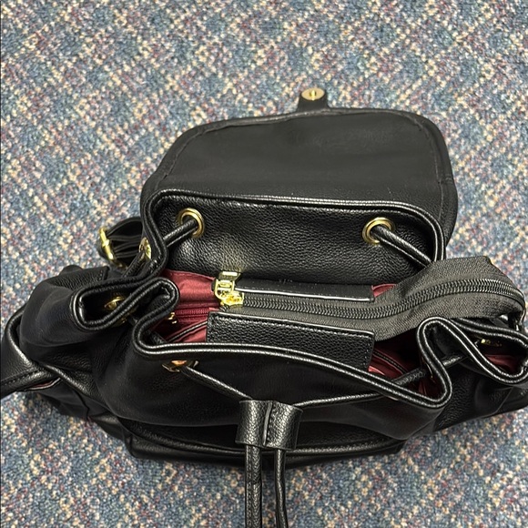 NWT Sophisticated Black Backpack with Ruched Details